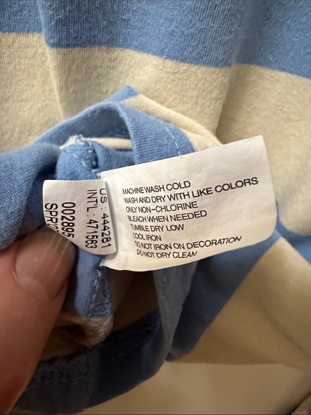 GAP Blue and Cream Striped Long Sleeve Tee - Picture 4 of 5